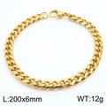 Golden hip hop cuban link bracelet for men and women 200x6mm stainless steel - 6mm Gold