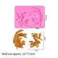 Pink silicone dragon and phoenix cake mold with dimensions for DIY baking and crafting - B166 / Pink