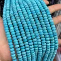 Natural turquoise abacus beads with unique brown matrix patterns for DIY jewelry making - 4*6mm 1 Strand (Approx 90pcs) / Blue Turquoise