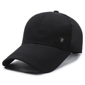 Men's breathable mesh baseball cap in black with extended brim and F metal logo - Adjustable / Black