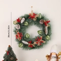 Christmas wreath with pine needles, red berries and cones, 30cm diameter and 230g weight - Linen Pine Cone Bow / 30cm / No Light