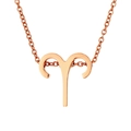 Rose gold stainless steel necklace with a minimalist Aries zodiac sign pendant - Aries - Rose Gold
