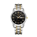 Classic ORUSS men's quartz watch with black dial and gold steel band for business - Two-tone Band Black Dial