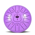 Purple 11-note steel tongue drum with lotus design and numbered scales on white background - Snow Purple - Ruyi (10 Inch 11 Notes)