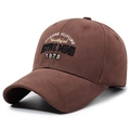 Dark brown brushed cotton baseball cap with vintage embroidery and adjustable curved brim - Adjustable / Coffee