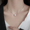 Collana elegante con perla singola da 8mm e catena in argento minimalista per un look formale - SY318【8mm】-Collana a Catena Sottile d'Argento con Perla Singola da 8mm