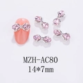 Schleifen-Nagelkunst-Anhänger mit rosa Kristallen und Silberbasis, Größe 14x7mm für Maniküre - Silber Rosa Strass (AC80)