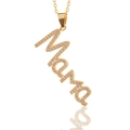Elegant gold plated Mama letter necklace with micro-paved cubic zirconia crystals - Gold-D367 White Zirconia