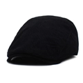 Classic black corduroy beret hat for men and women featuring premium vintage texture - Adjustable / Black