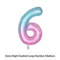 Détail du ballon chiffre 6 en aluminium dégradé ciel étoilé 40 pouces pour anniversaire - Chiffre 6 Dégradé Ciel Étoilé