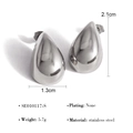 Macro view of water drop earrings in stainless steel with exact dimensions and weight - Silver Medium Waterdrop
