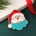 Cute Santa Claus brooch with red hat and blue base in alloy enamel finish decoration - Style 18