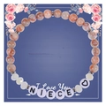 Pink natural stone beaded bracelet for niece with heart charm on gift display card - To My Niece