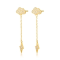 Elegantes pendientes colgantes de nube y rayo dorados con circonitas microengastadas - Plata 925 / Dorado