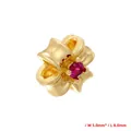 Detailed macro view of 18K gold-plated flower spacer bead with sparkling red zircon - Petal Shape Bead (VZ425) / 5*8mm / Gold
