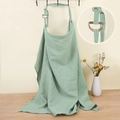 Sage green muslin nursing cover in double-layer cotton with adjustable neck strap - Bean Green with Metal Buckle