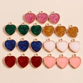 Pendentifs en cœur pailletés avec bordure dorée en plusieurs couleurs éclatantes - Multicolore