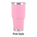 Insulated 30oz pink stainless steel travel tumbler with transparent lid for car cup holders - 30oz / Powder Coated Pink