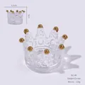 Detailed view of crown shaped glass container with gold tips and dimension markings - Gold Crystal Crown