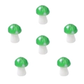 Set of 6 green glass mushroom beads with white polka dots for DIY jewelry making - Green