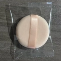 Peach round crystal velvet powder puff with ribbon handle in transparent plastic bag - Candy Bag 55x10mm / Nude