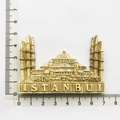 Beige resin Istanbul landmark magnet with Istanbul relief text and scale ruler display - Istanbul