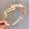 Morandi cream beige headband with wavy hollow design and non-slip inner teeth - 17# Ring-Cream White
