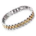 Pulsera clásica bicolor de acero de titanio dorado y plateado con acabado pulido - Pulsera 21cm / Bicolor (Oro y Plata)