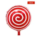 18 inch lollipop foil balloon with red and white spiral stripes for birthday parties - Red Lollipop