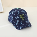 Navy blue kids baseball cap with dinosaur skeleton print and RAWR embroidered patch - 50-54 CM (Adjustable) / Blue