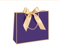Purple luxury gift paper bag with gold ribbon bow and woven handles for shopping - Bowknot Decoration Style / 19x15x7cm / Gold Frame Purple