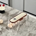 Cream rolling egg storage box with date tracker and 31x10x8.5cm size markings - Single Row 1 Layer