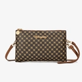 Brown crossbody bag with gold polka dot pattern and detachable leather shoulder strap - Coffee
