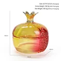Red and yellow gradient pomegranate glass nail art jar with gold lid measuring 85x80x80mm - Flame Yellow Pomegranate Crystal Cup