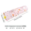 Pink foldable hamster tunnel with cartoon rabbit prints and a yellow hanging ball toy - Carrot Straight