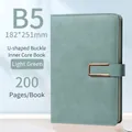 B5 light green faux leather notebook with U-shaped metal buckle and 200 pages - B5 Light Green Metal Buckle