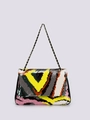 Shoulder bag with colorful geometric sequins and a woven chain strap detail - Heavy Industry Abstract Geometric