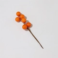 Detail shot of bright orange artificial berry stems for festive home decor and DIY crafts - 6 Berries Stem / Orange