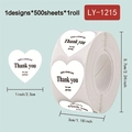 Rotolo da 500 adesivi a forma di cuore Thank You con testo Have a Good Day nero - Bianco con Thank You nero