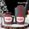 50-piece set of green Santa Claus Christmas cupcake liners for holiday dessert decorating - Paper Cups Red Hat Santa 50pcs
