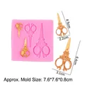 Pink silicone mold with vintage scissor designs for fondant and cake decorating - 2# Scissors / Pink