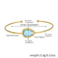 Detail view of water-drop blue glass bangle with precise size measurements in inches - Light Blue