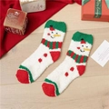 Festive Christmas coral fleece socks featuring a plush snowman design and holiday pattern - Large Snowman
