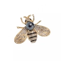 Broche de abeja dorado de lujo con diamantes de imitación y perla gris elegante - Abeja Dorada Perla Negra