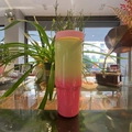 Detail of 30oz insulated tumbler featuring yellow-pink gradient and leak-proof lid - 30oz / Gradient Yellow