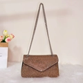 Mini rhinestone chain shoulder bag in bronze gold with envelope flap for evening events - Style 4 Gold