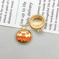 Cute Halloween pumpkin pendant with gold finish and orange enamel for DIY jewelry making - Hollow Mini Pumpkin (11*13mm)