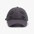 Distressed dark grey cotton baseball cap with ripped details and curved brim design - Dark Gray