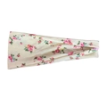 Elastic wide yoga headband with light beige vintage pink rose floral pattern print - Beige Pastoral Rose