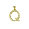 Vue détaillée du pendentif lettre Q plaqué or 18 carats avec pavage en zircon scintillant - Lettre Q (Pendentif uniquement)